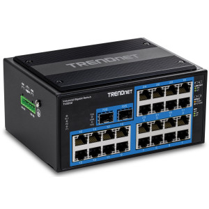 TRENDnet TI-G262 26-Port Ethernet Switch, 24 Gigabit ethernet ports, 2 Gigabit SFP slots, 52 Gbps switching capacity, DIN-rail/wall mount